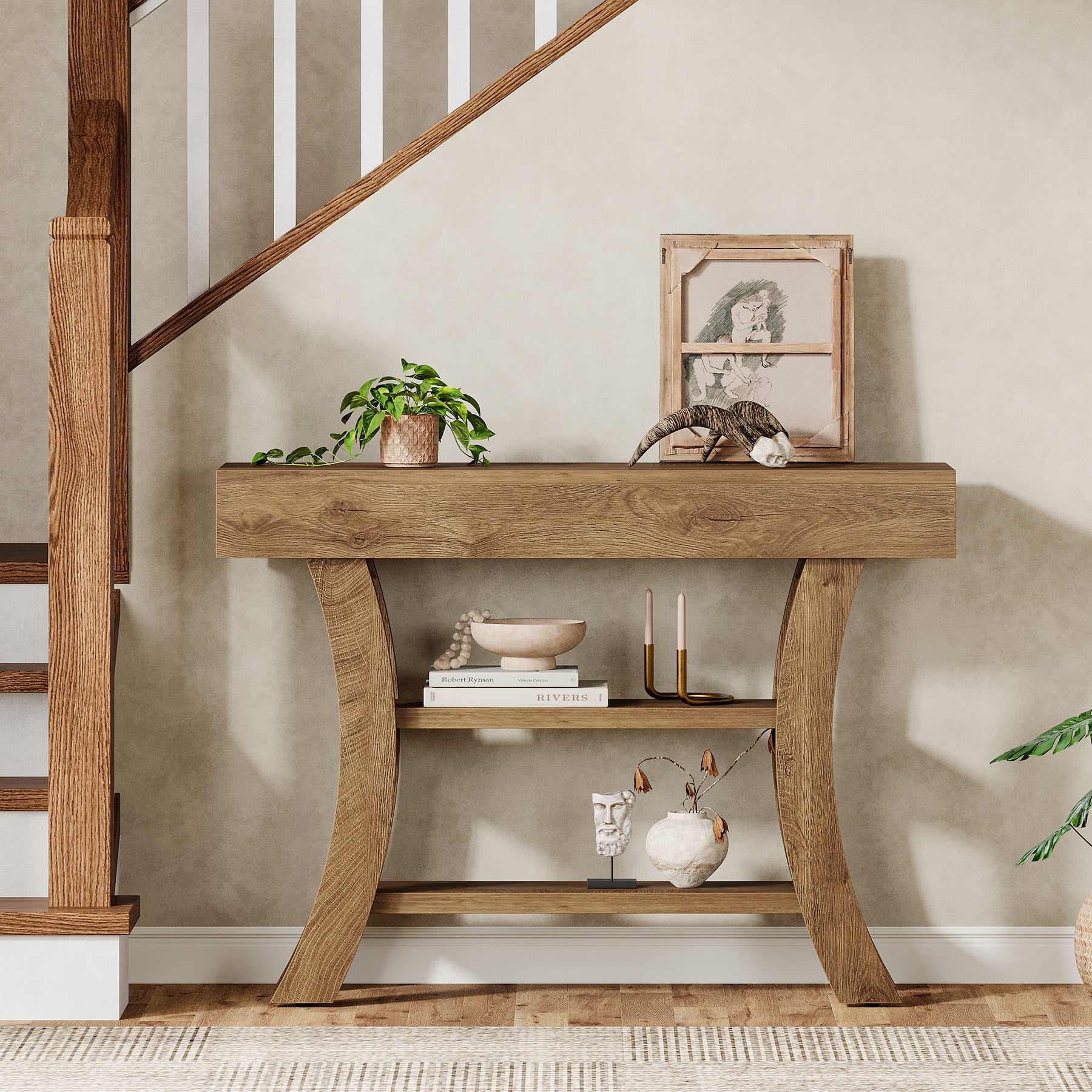 41" Console Table, Sofa Entryway Table with Storage Shelves