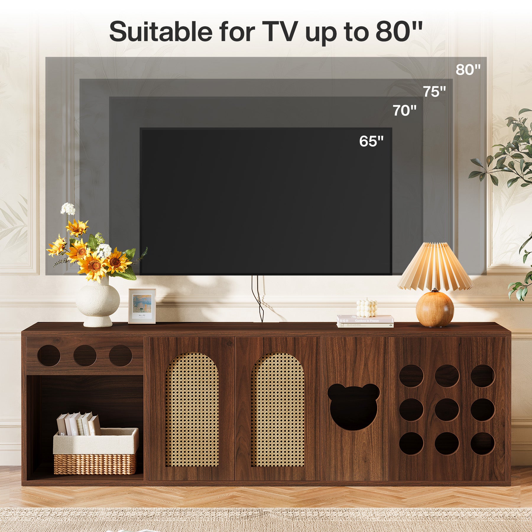 70.9" TV Stand, Extra Large Console Cabinet Entertainment Center