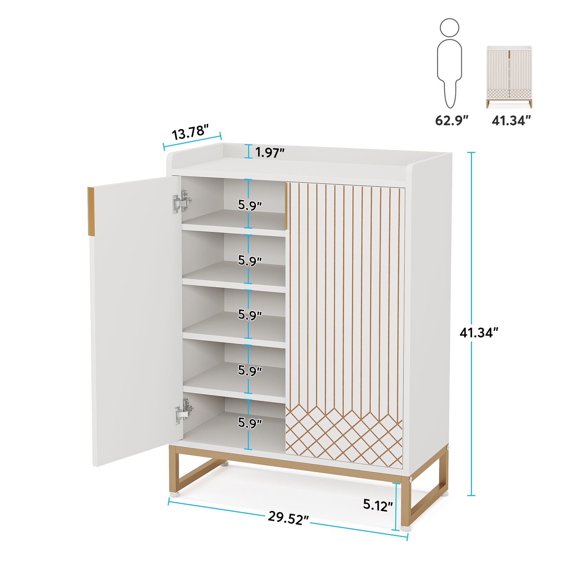 Shoe Cabinet with Doors, 5-Tier Modern Shoe Rack-Tribesigns