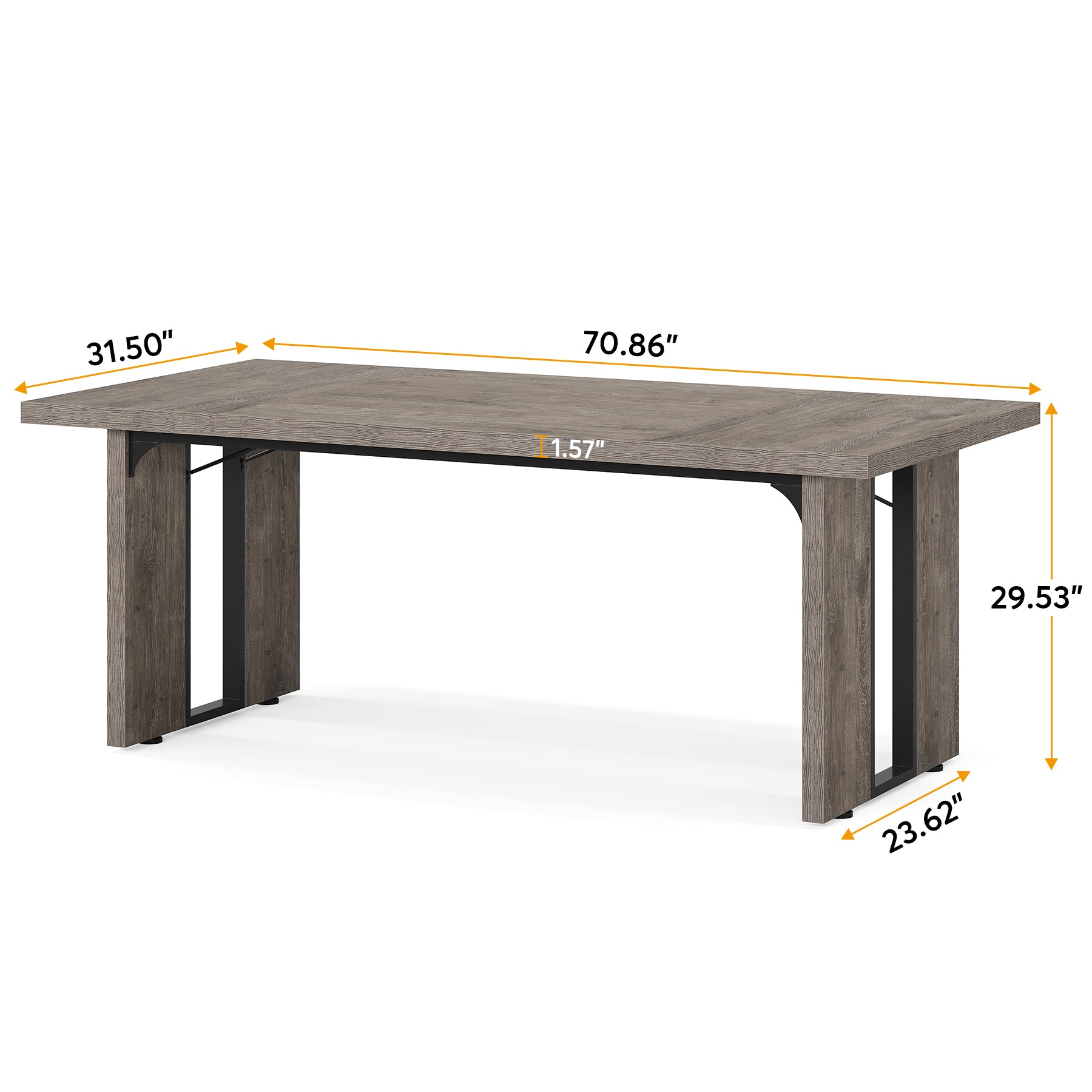 Rectangular Dining Table, 71" Farmhouse Breakfast Table for 6 to 8 People