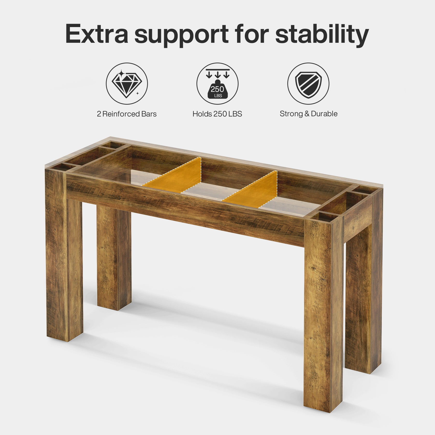 63" Long Bar Table, Rectangular Counter Height Pub Table with Sturdy Legs