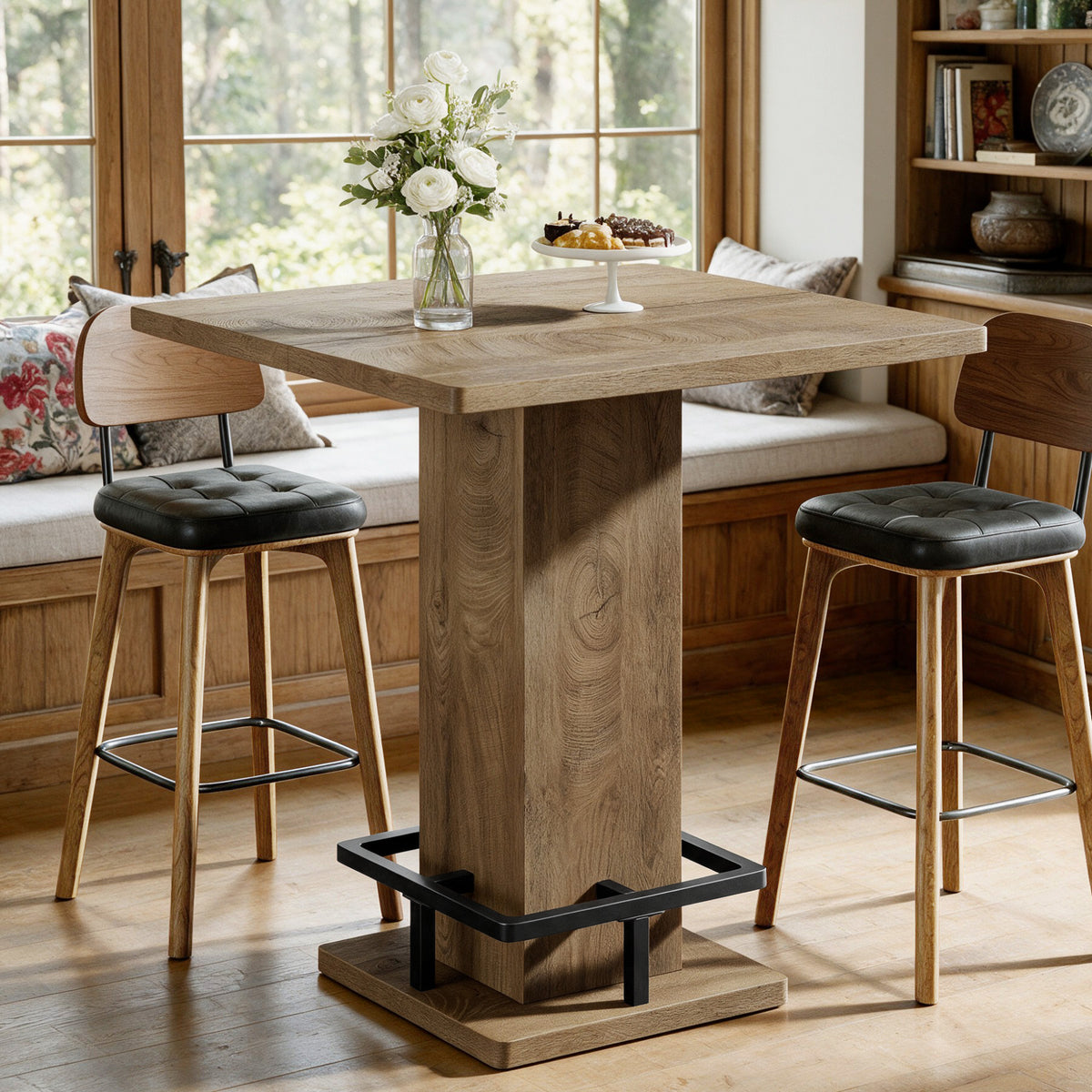 32" Square Counter Height Dining Table, Small Space Kitchen Table