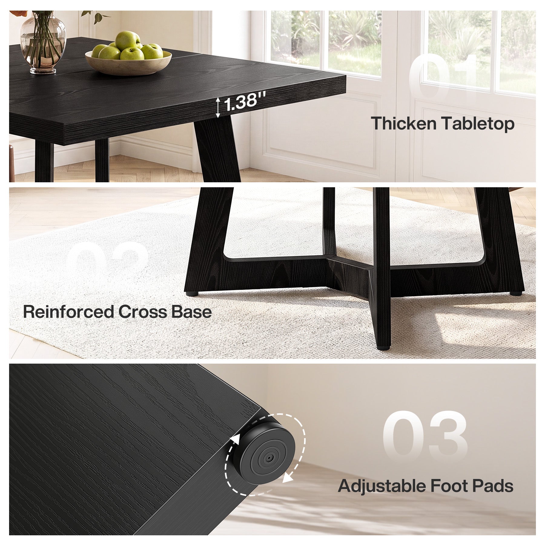 39.4" Square Conference Table, Small Meeting Table Modern Office Desk for Conference Room