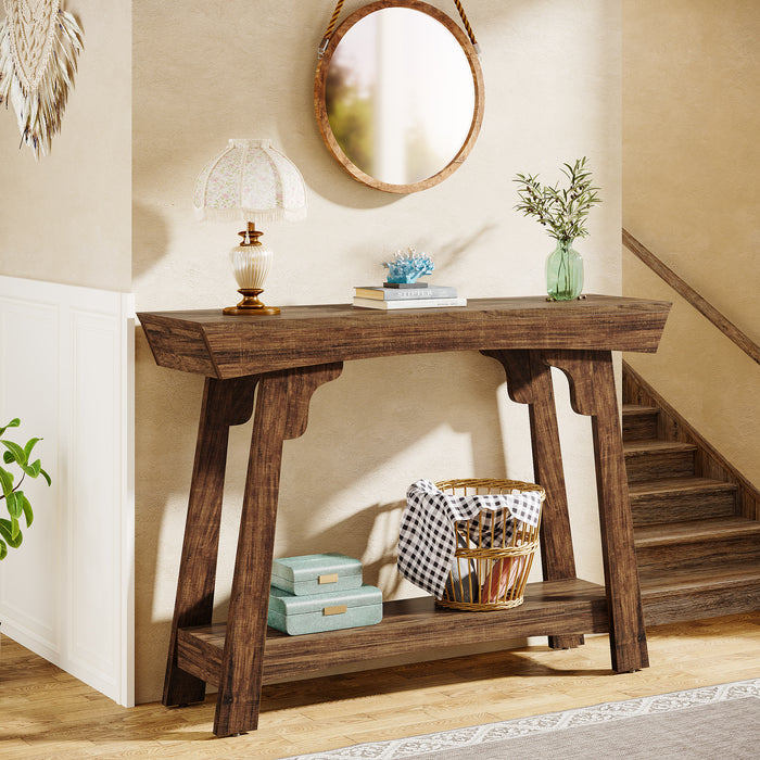 41" Console Table, Farmhouse 2-Tier Sofa Table Entryway Table with Storage Shelf