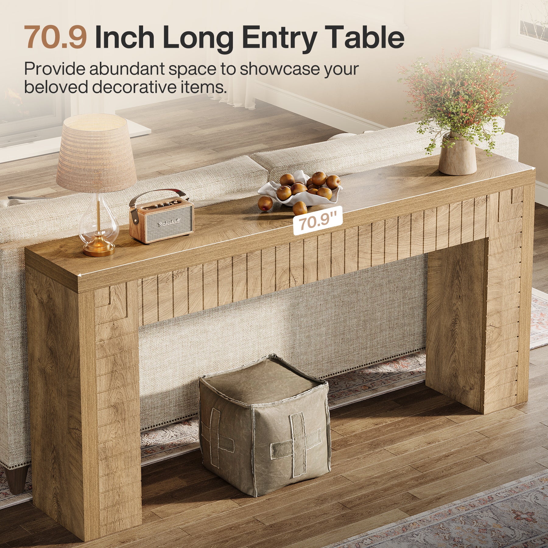 70.9" Long Console Table, Narrow Sofa Table Behind Couch