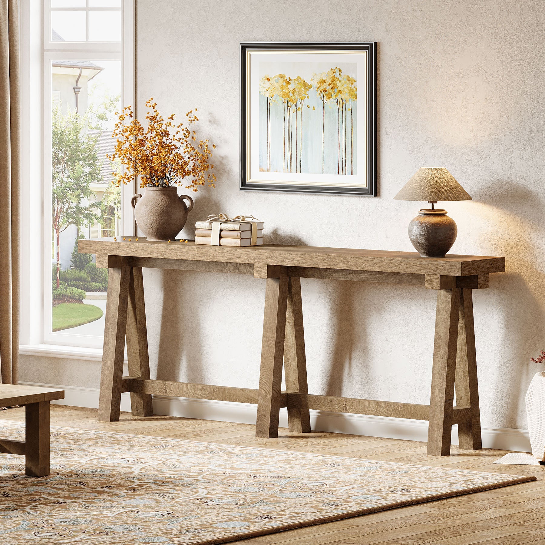 70.9" Farmhouse Console Table, Extra-Long Sofa Table with Open Storage for Entryway, Hallway & Behind Couch