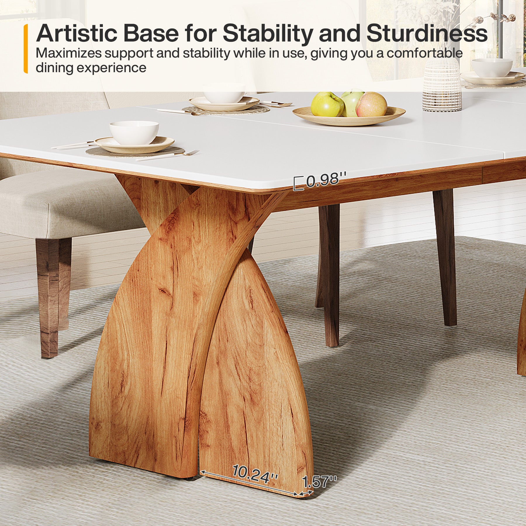 63" Dining Table for 6, Modern Kitchen Table with Heavy Duty Legs for Dining Room