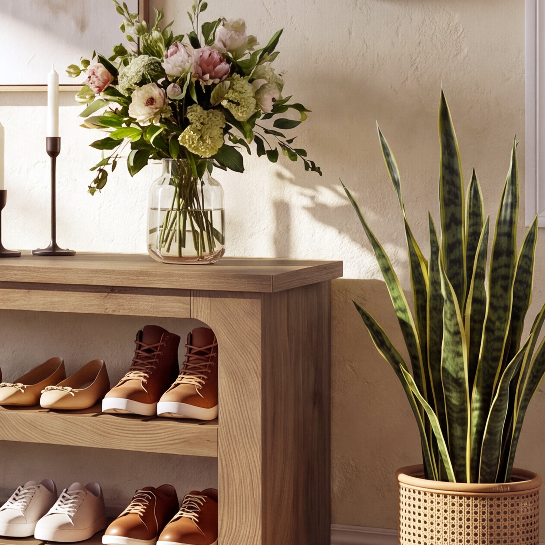 71" Extra Long Entryway Bench with Shoe Storage, Farmhouse 2-Tier Slatted Shoe Rack