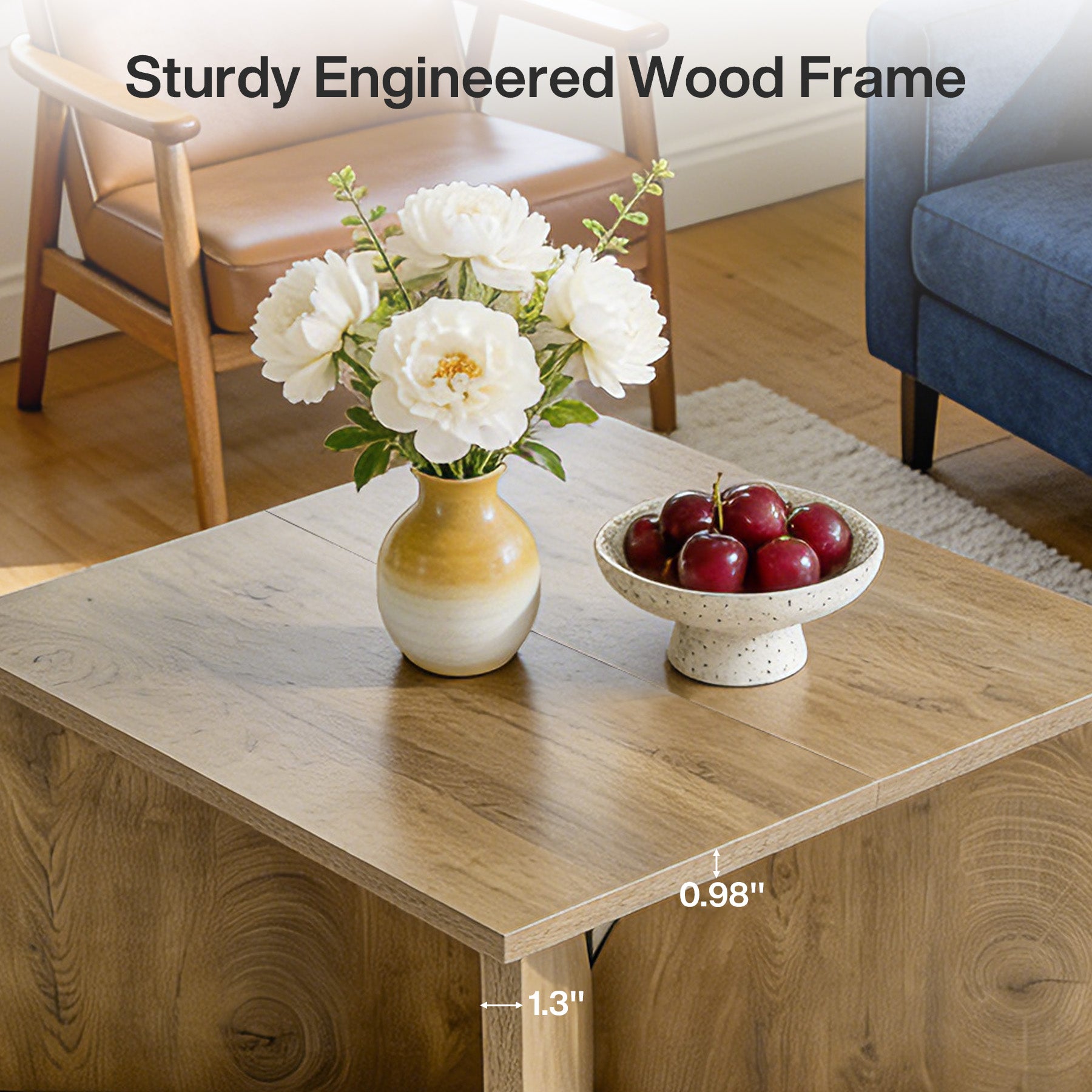 Tribesigns 31.5" Square Coffee Table, Farmhouse Accent Table for Living Room