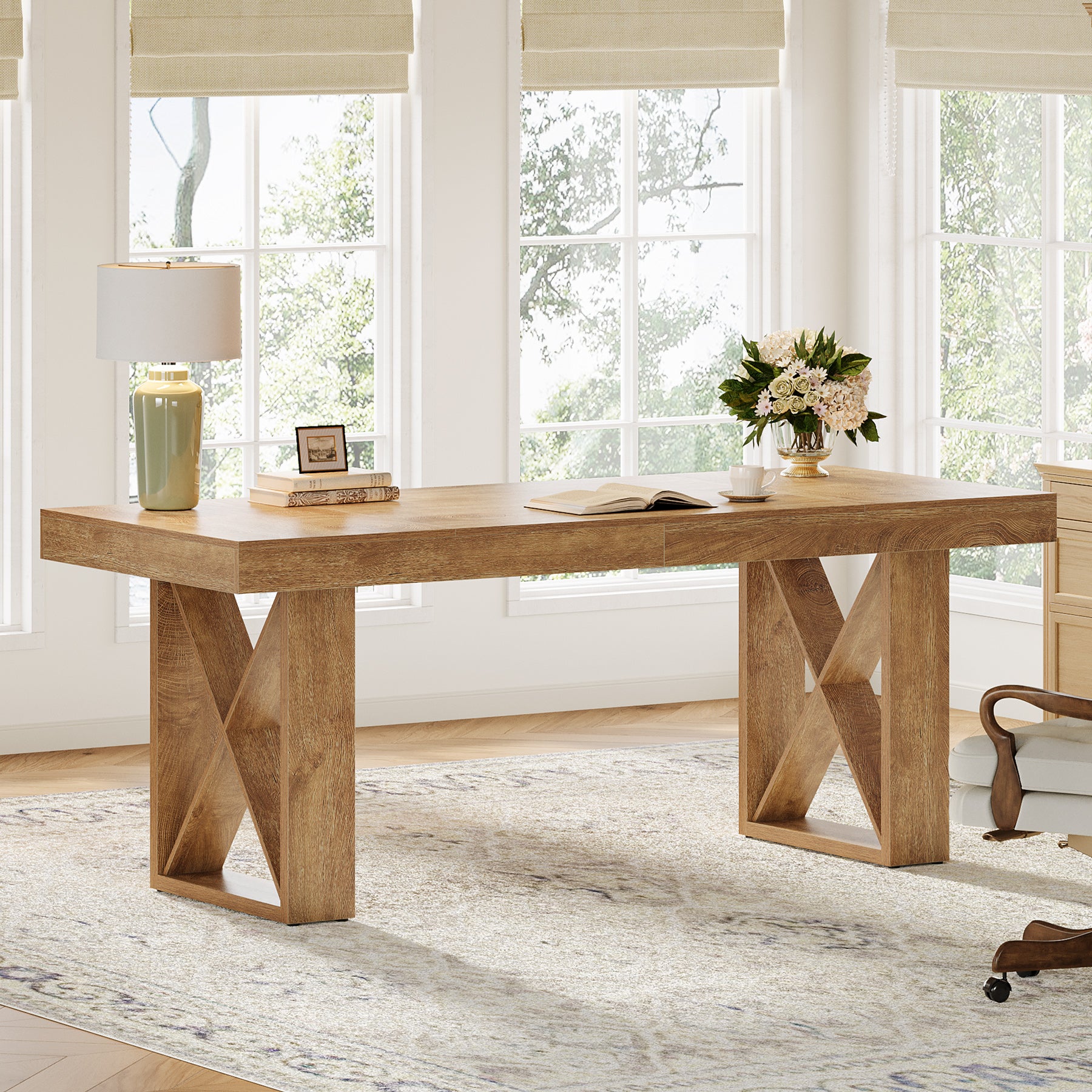 63" Computer Desk, Simple Executive Desk Writing Table for Home Office