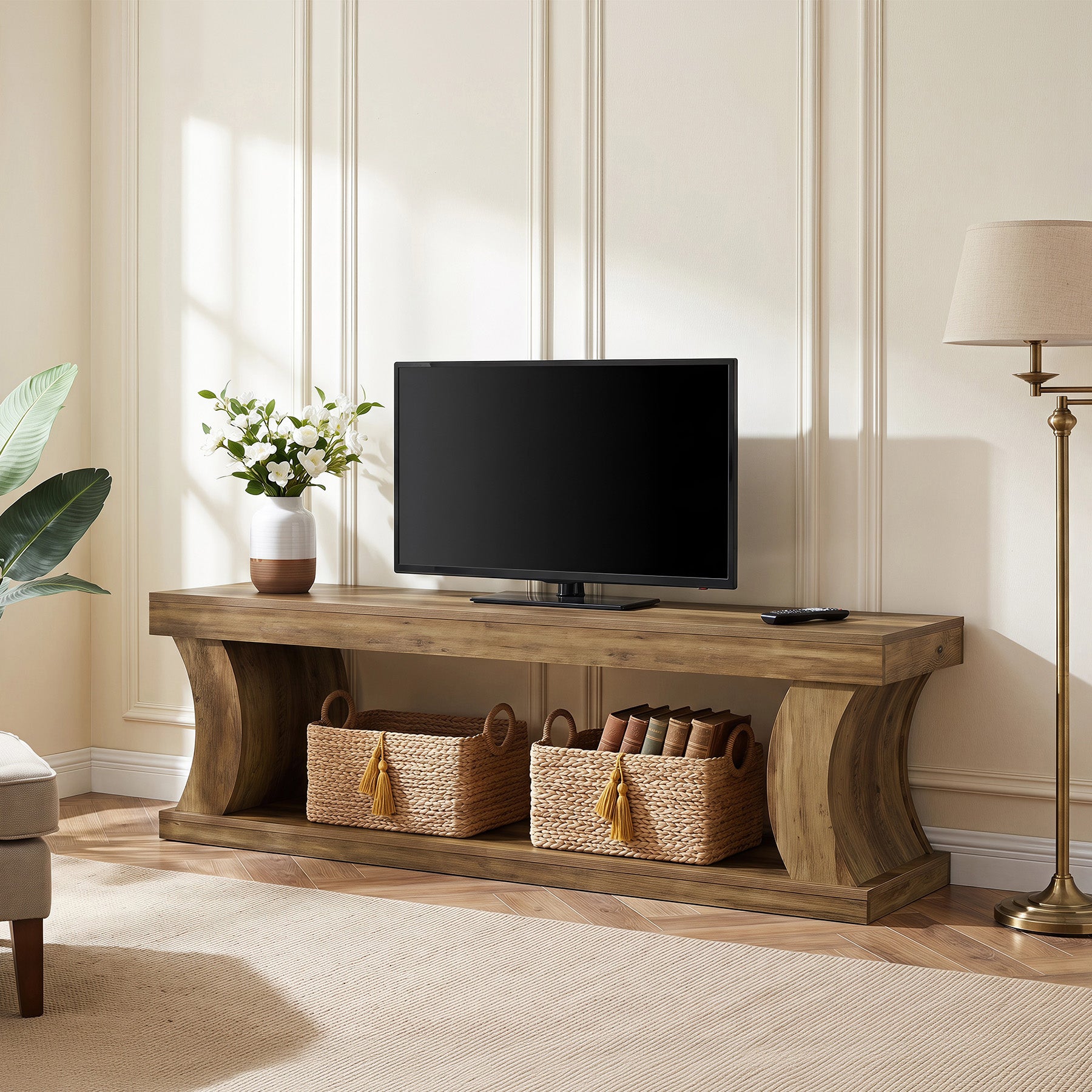 63" TV Stand for 75" TV, 2-Tier Entertainment Center with Storage, Media Console