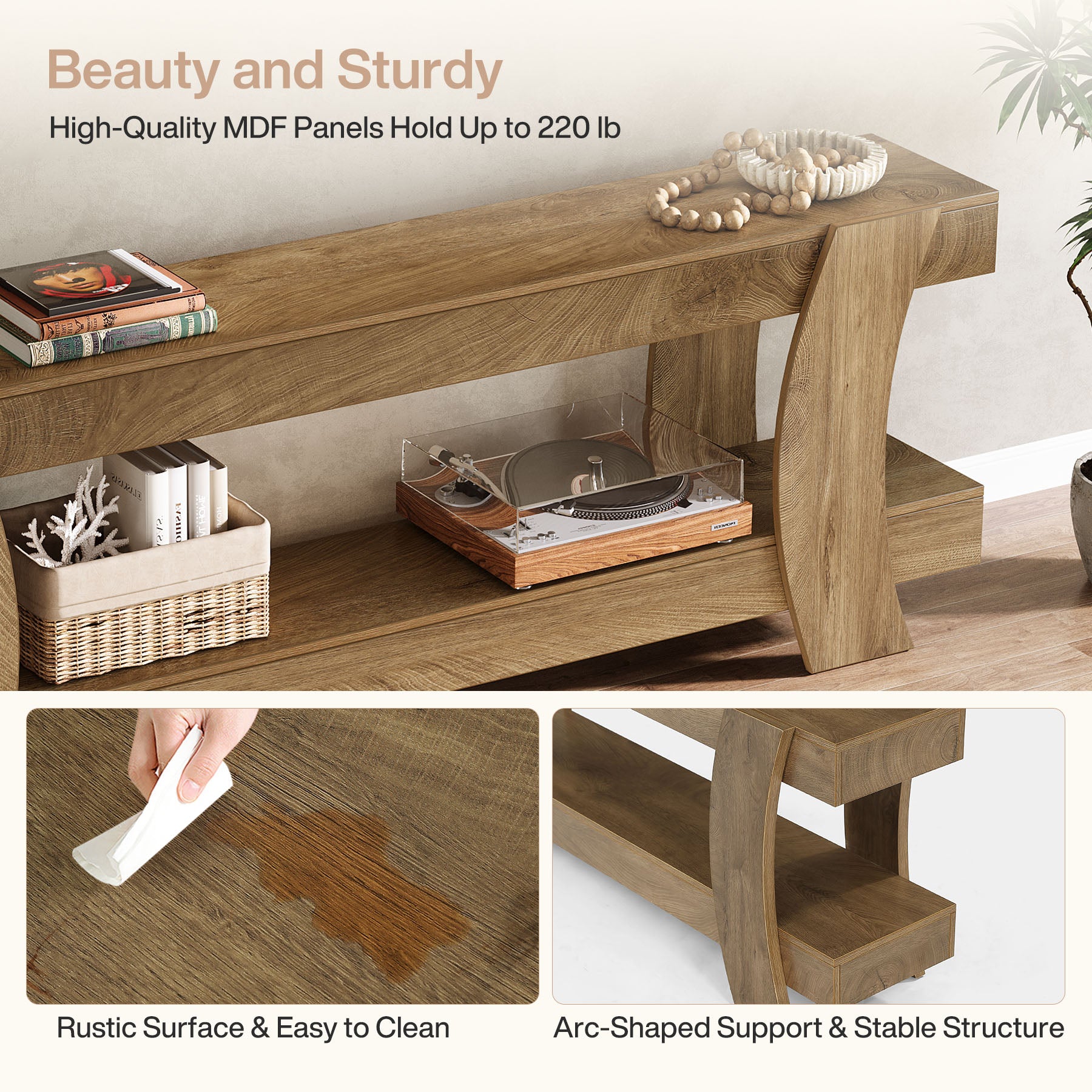 63" TV Stand with Storage, 2-Tier TV Console Entertainment Center for 70" TVs