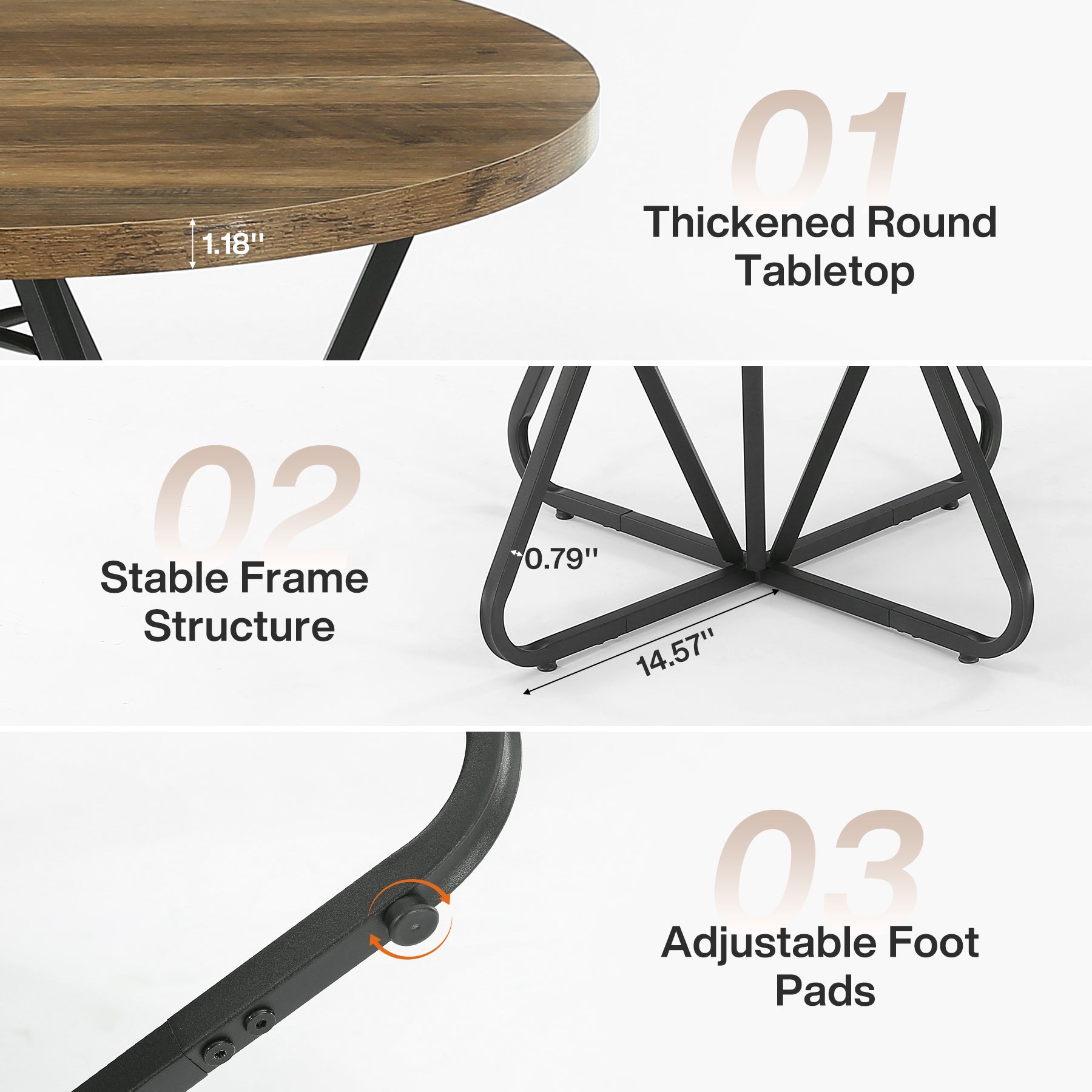31.5" Round Dining Table, Small Farmhouse Kitchen Table with Geometric Frame for 2-4