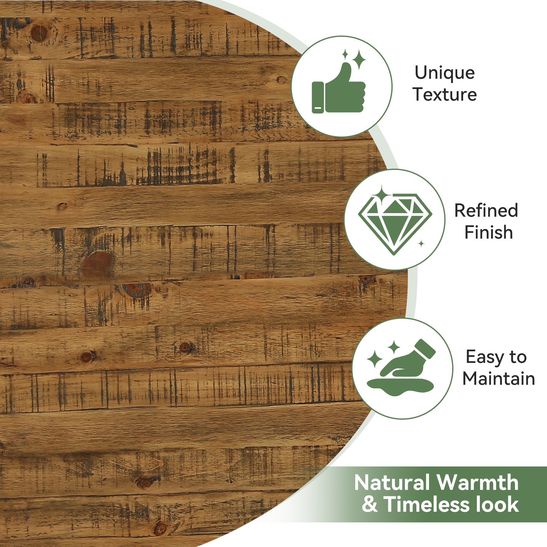 63" Solid Wood Dining Table for 4-6, Farmhouse Kitchen Table with Sturdy Legs