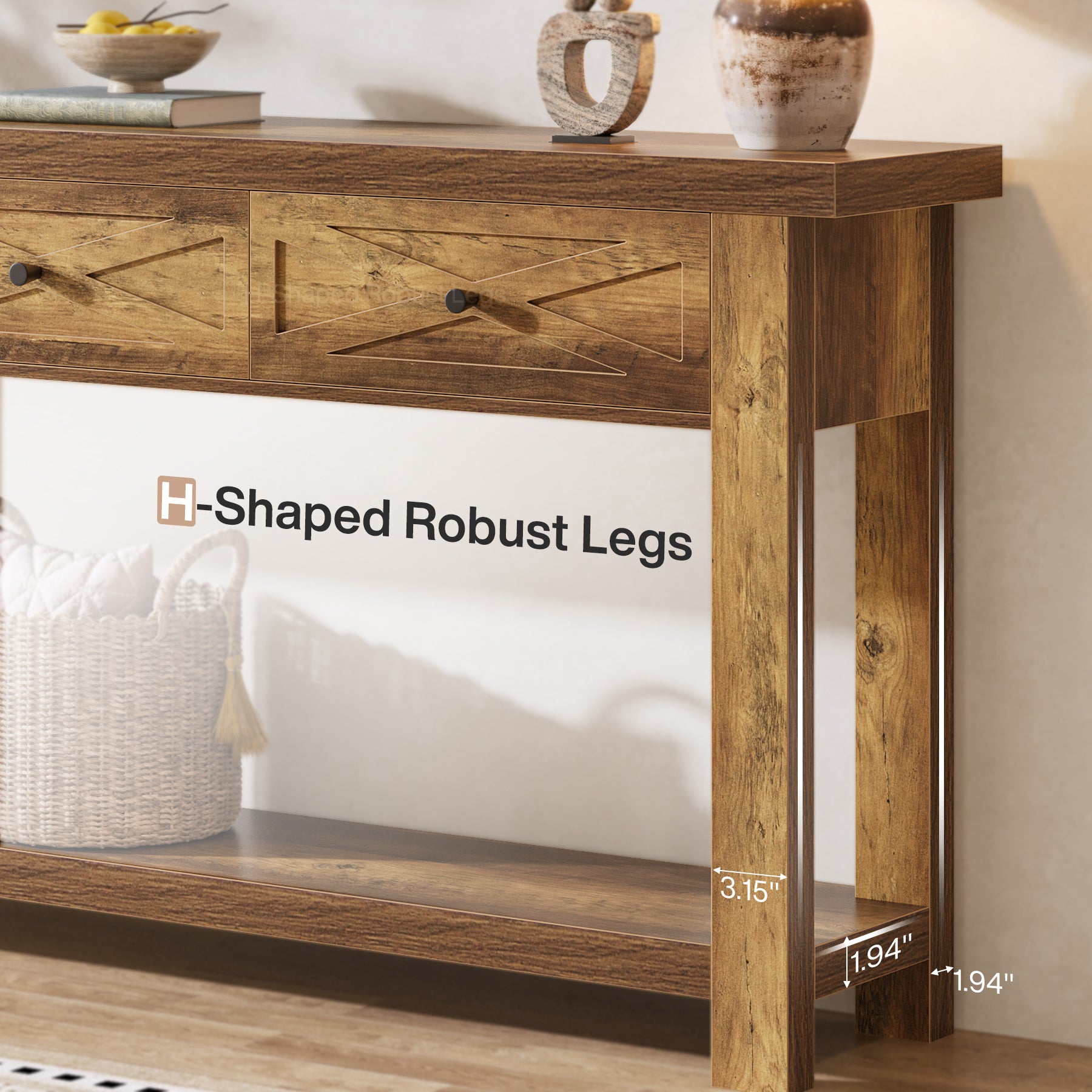 70.9” Console Table with 3 Drawers, Narrow Entryway Table with Storage Shelf