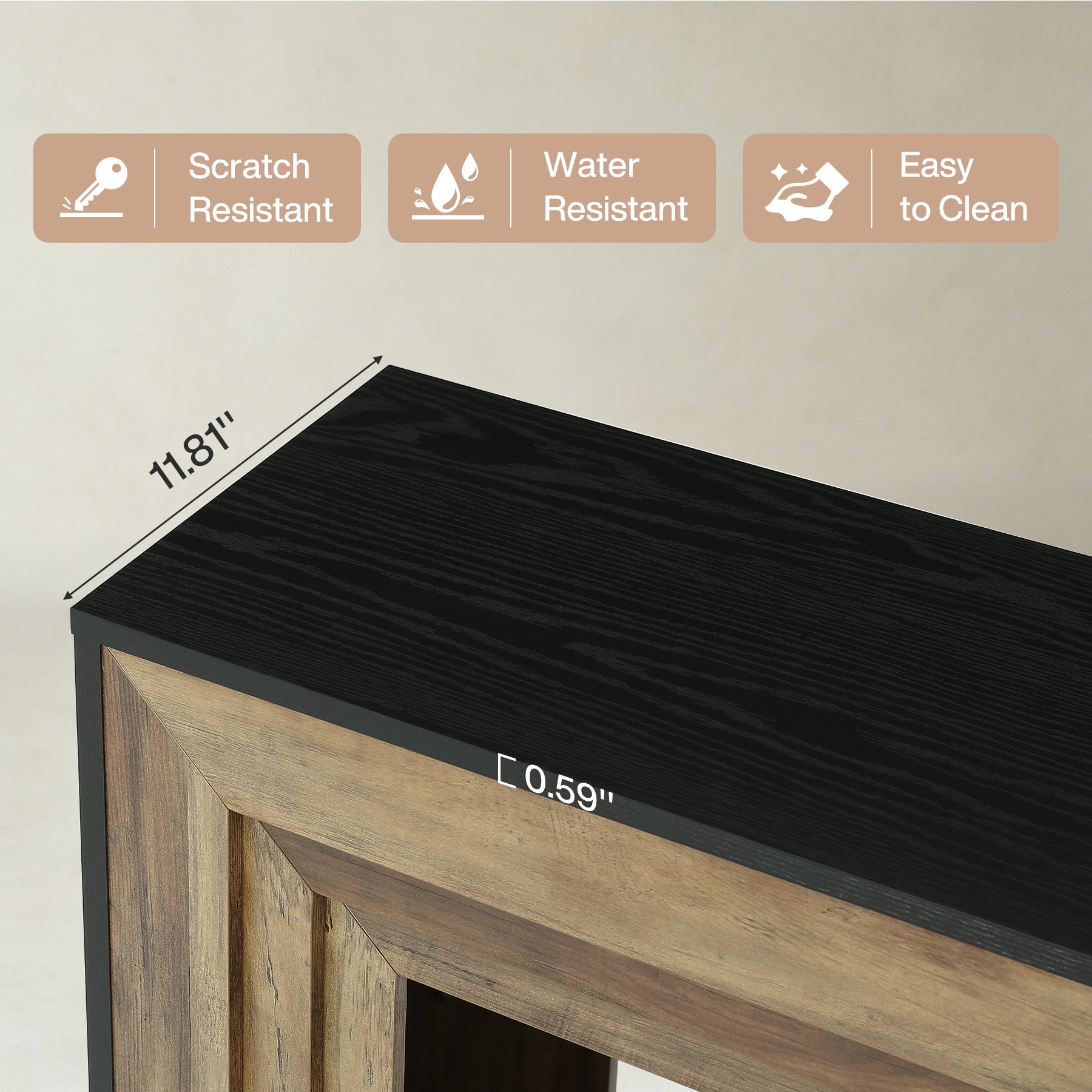 41.4" Narrow Console Table, Entryway Table with Open Storage, Vintage Wood & Matte Black Finish