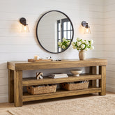 71" Extra Long Console Table with 2 Shelves, Narrow Rustic Farmhouse Sofa Table, Entryway 3
