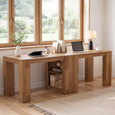 78.7" Two-Person Desk, Extra-Long Computer Desk with Shelves Fits 2 Monitors 3