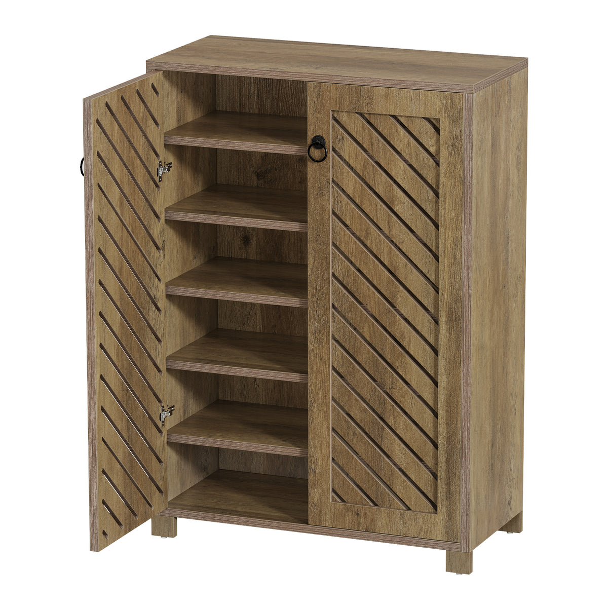 Tribesigns Shoe Storage Cabinet with Diagonal Slat Doors, Farmhouse Entryway Shoe Organizer with 24-Pair Capacity, Rustic Wood