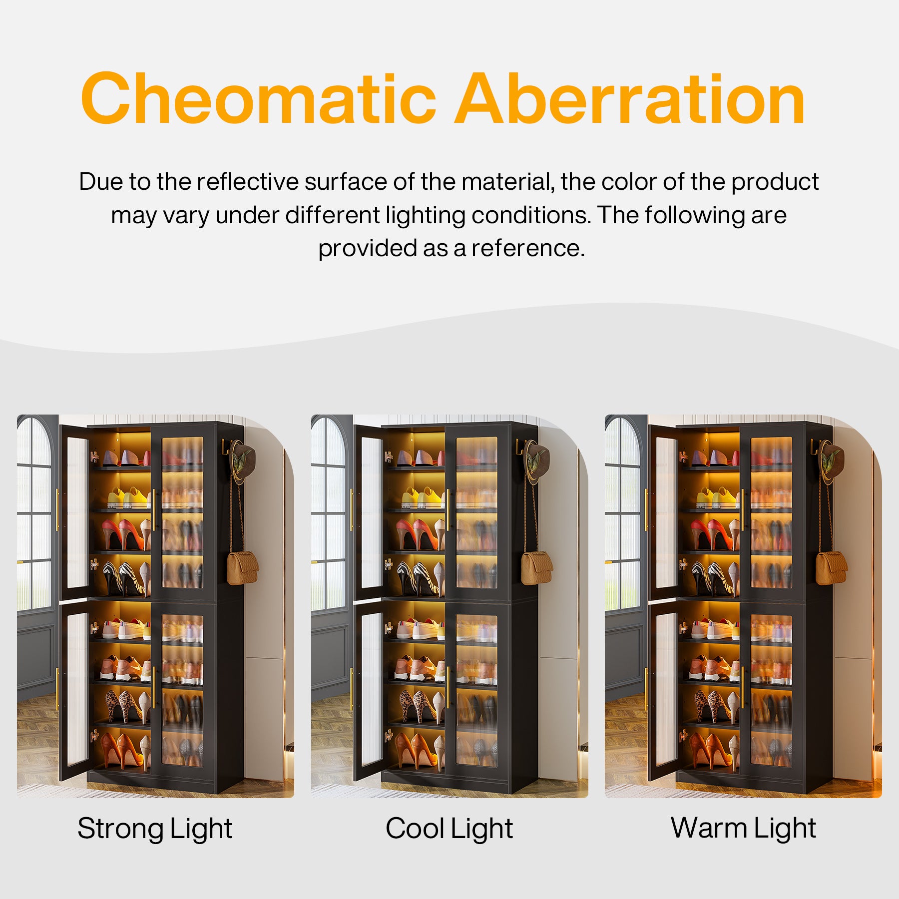 66.9" Tall Shoe Storage Cabinet, 8-Tier Entryway Shoe Organizer Rack with Acrylic Doors and LED Lights