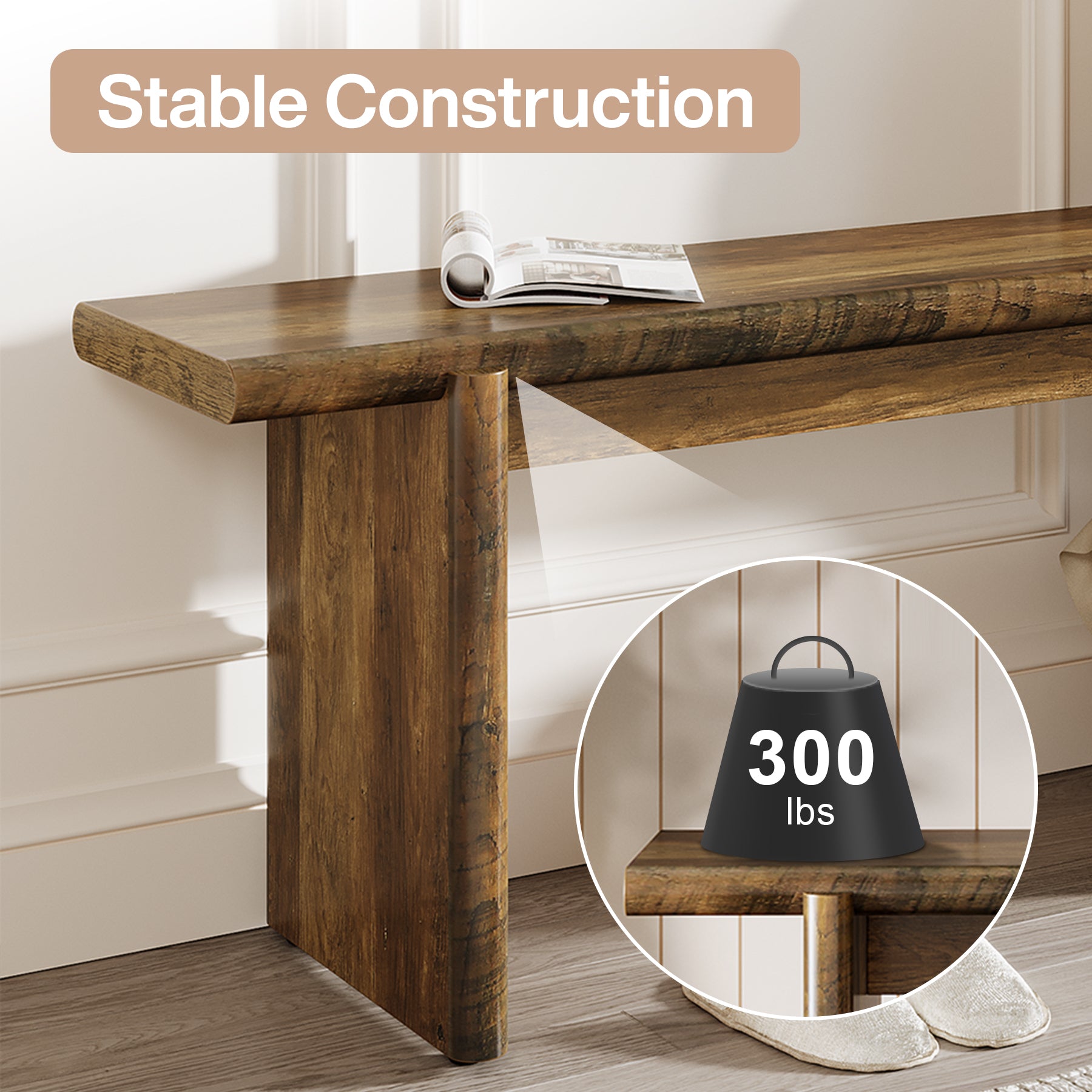 59" Entryway Bench, Farmhouse Shoe Bench Seat for Hallway