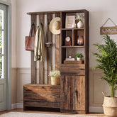 71" Freestanding Room Divider with Storage, 5-in-1 Entryway Coat Rack 3