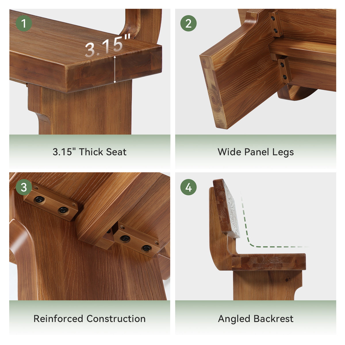 55" Solid Wood Entryway Bench with Backrest, Shoe Bench for Hallway & Mudroom