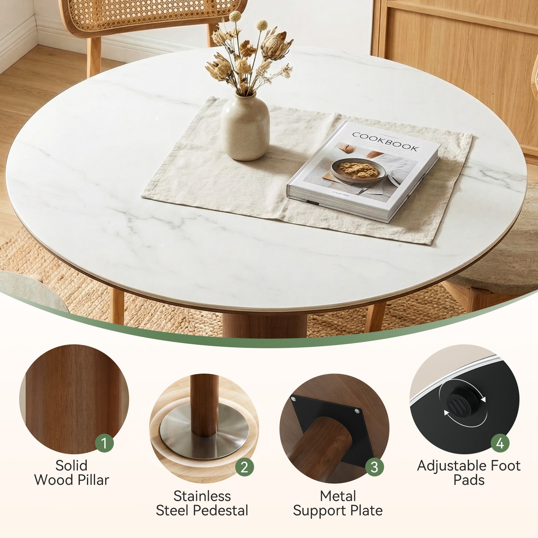 31.5" Round Conference Table, Small Wood Meeting Room Table for 2-4 People