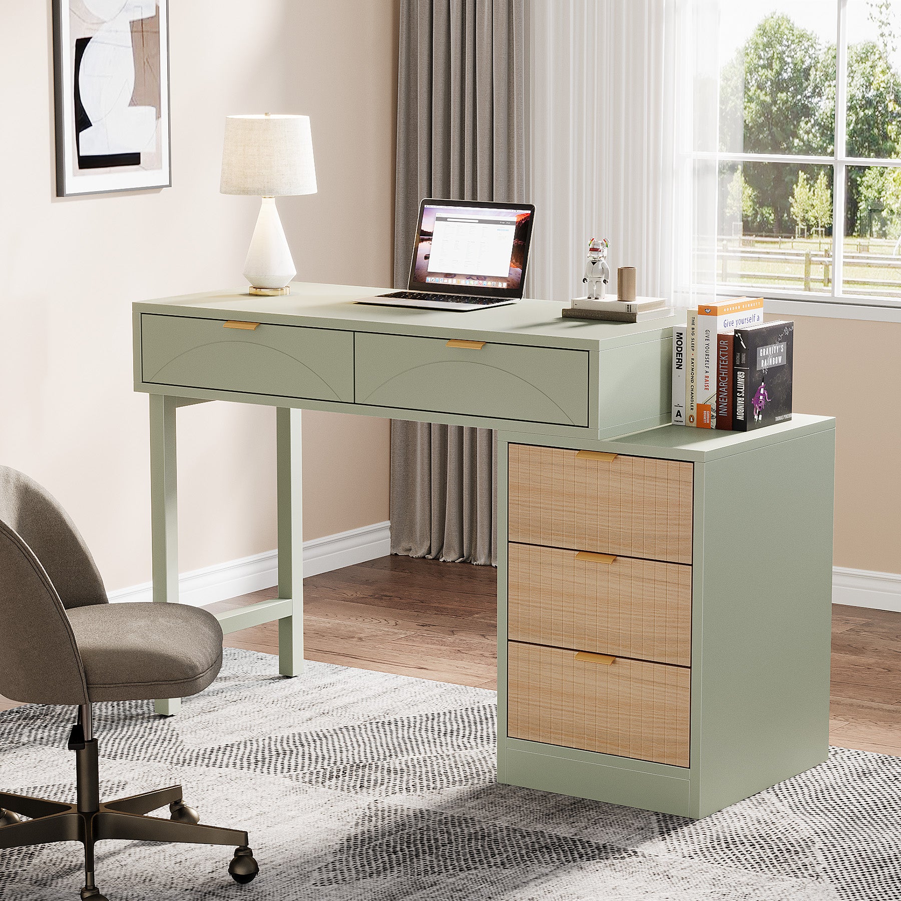 55" Computer Desk, Modern Home Office Desk Study Desk