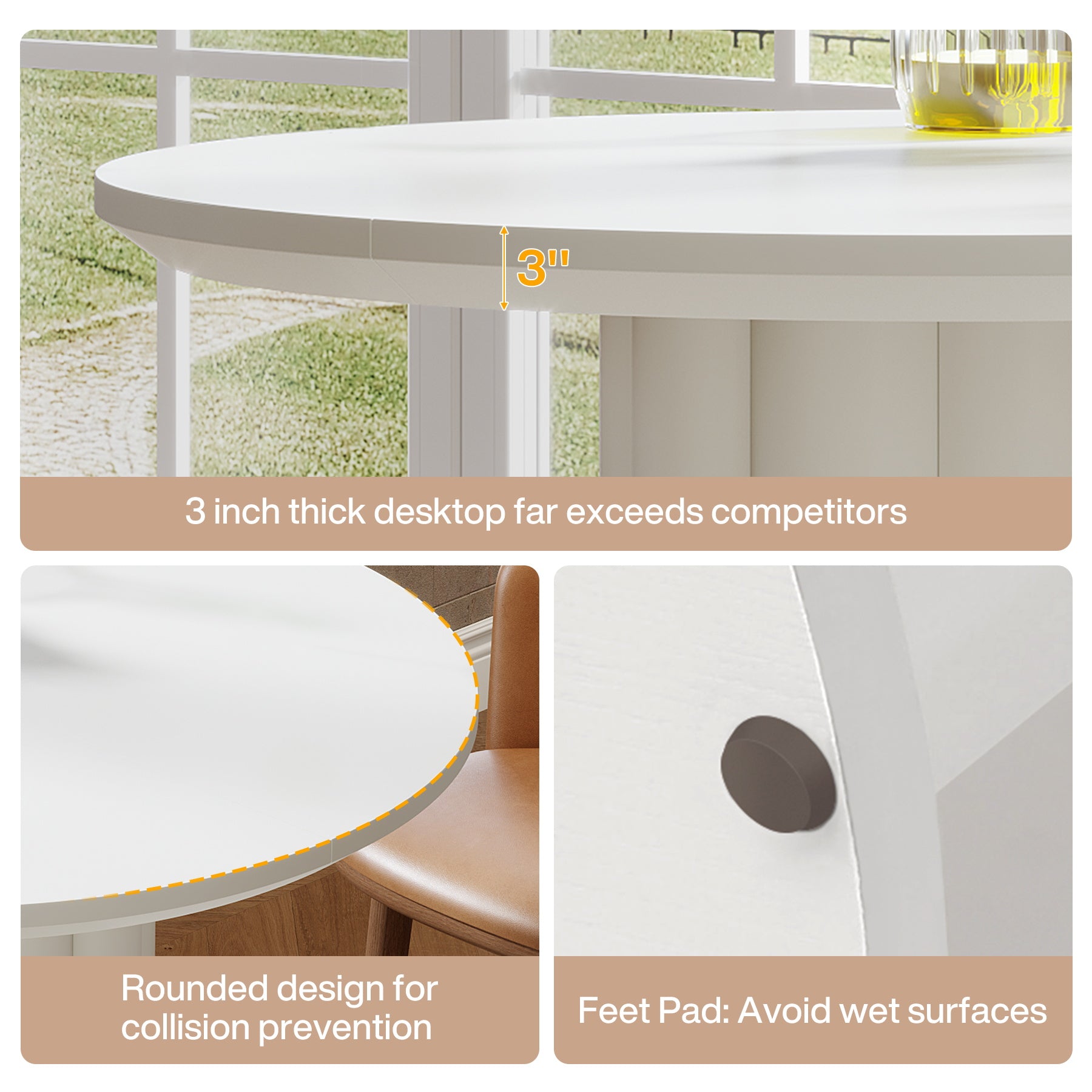 Round Bar Table, 30" Pub Table with Column Fluted Ribbed Leg Base