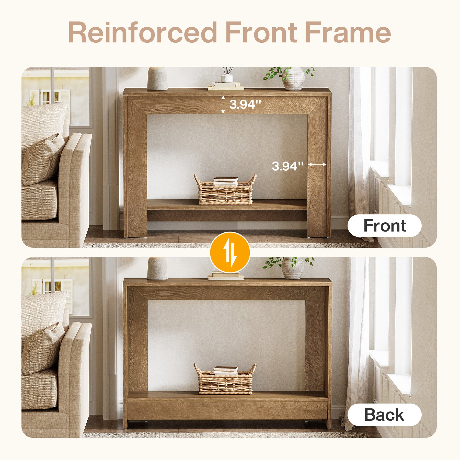 41.3" Console Table, Farmhouse Sofa Entryway Table with 2-Tier Open Storage