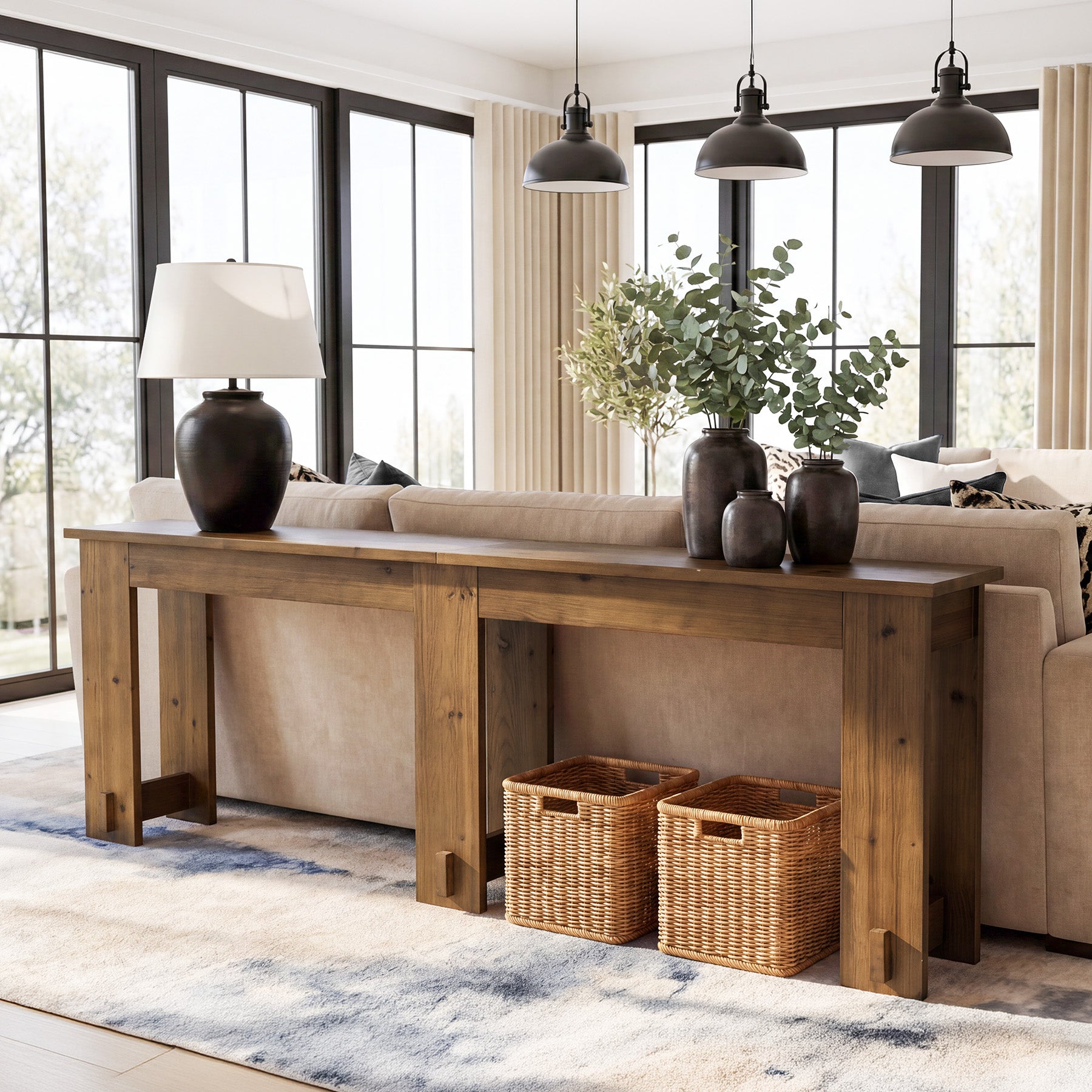 78.7" Extra Long Console Table,  Solid Wood Sofa Table with Sturdy Frame for Hallway
