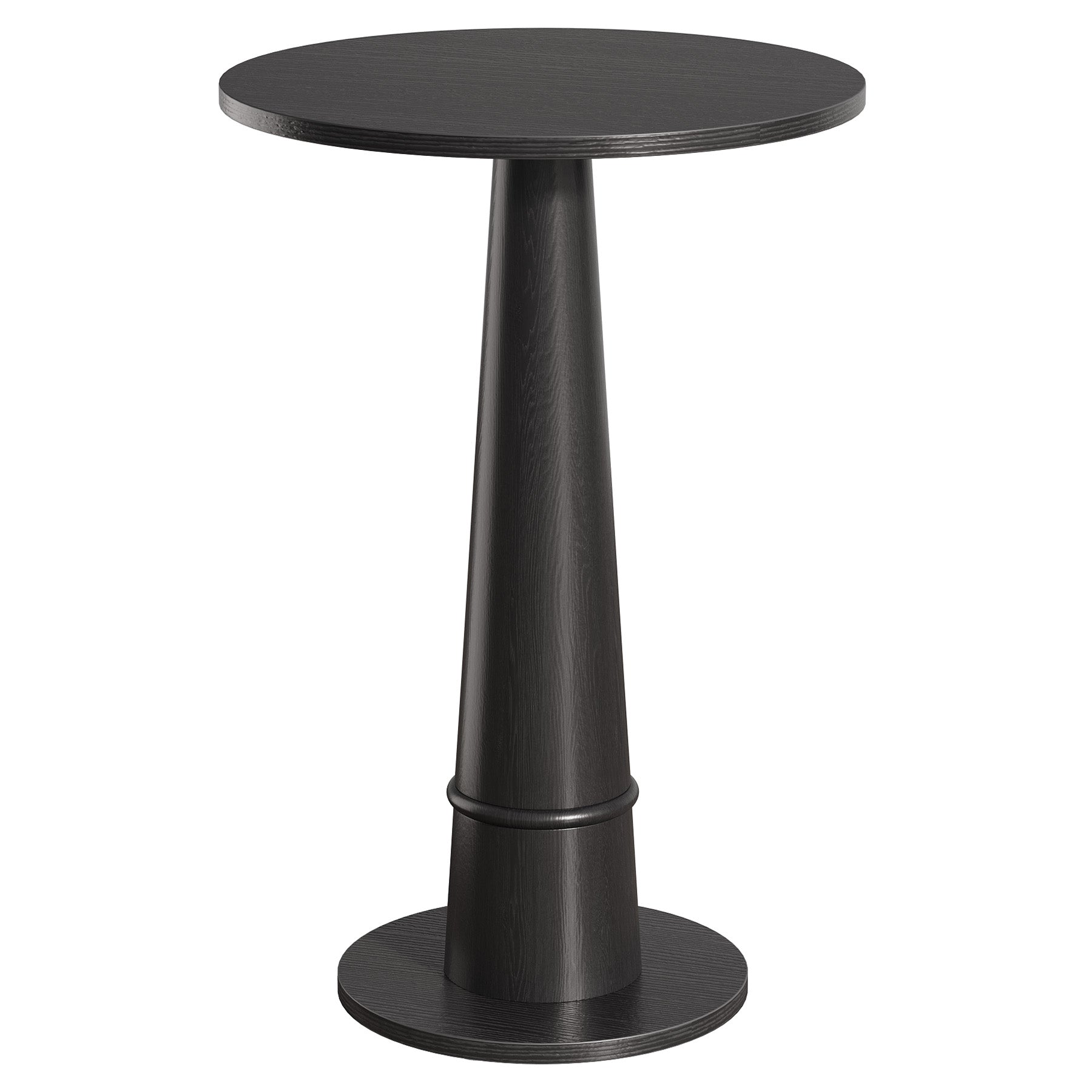 Round Bar Table, 37.4" High Pub Cocktail Table with Solid Wood Pillar