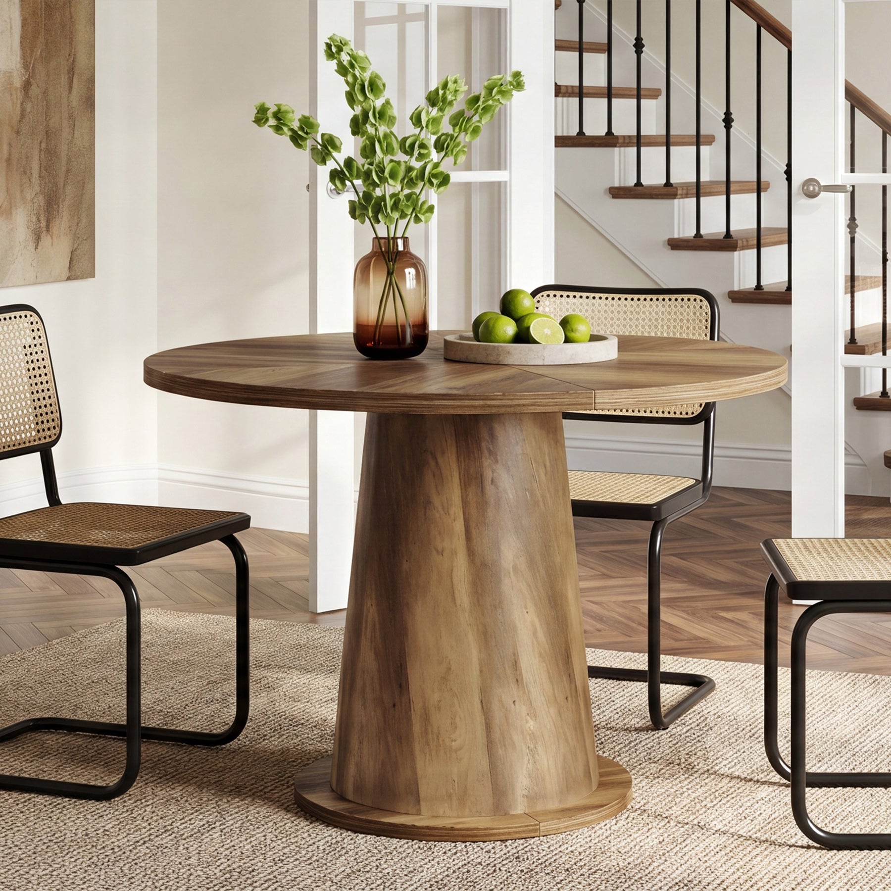31.5" Small Round Dining Table, Kitchen Table with Sturdy Base for 2-4 People