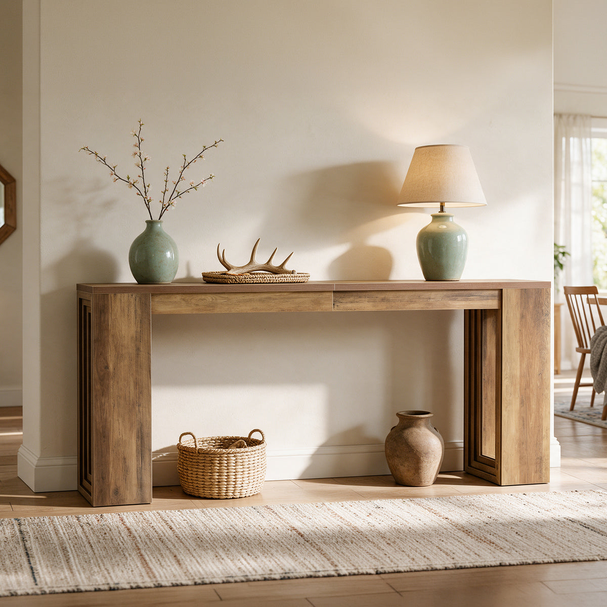 87" Farmhouse Console Table for Entryway, Long Sofa Table