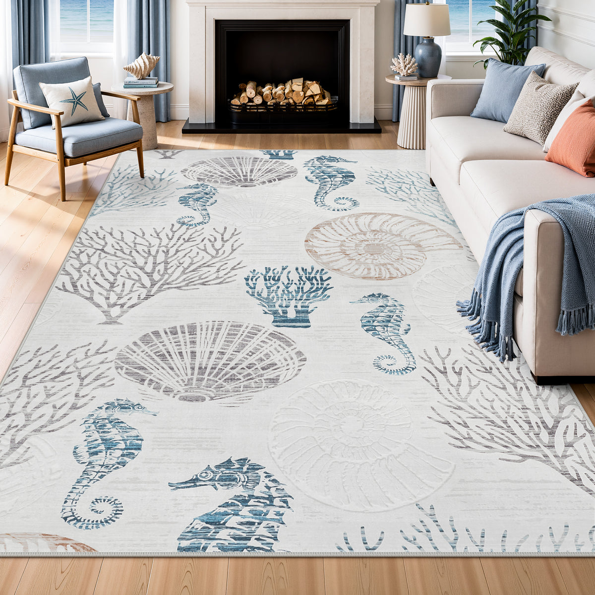 Tribesigns Coastal Washable Runner Rug,Kitchen Runners for Hallways