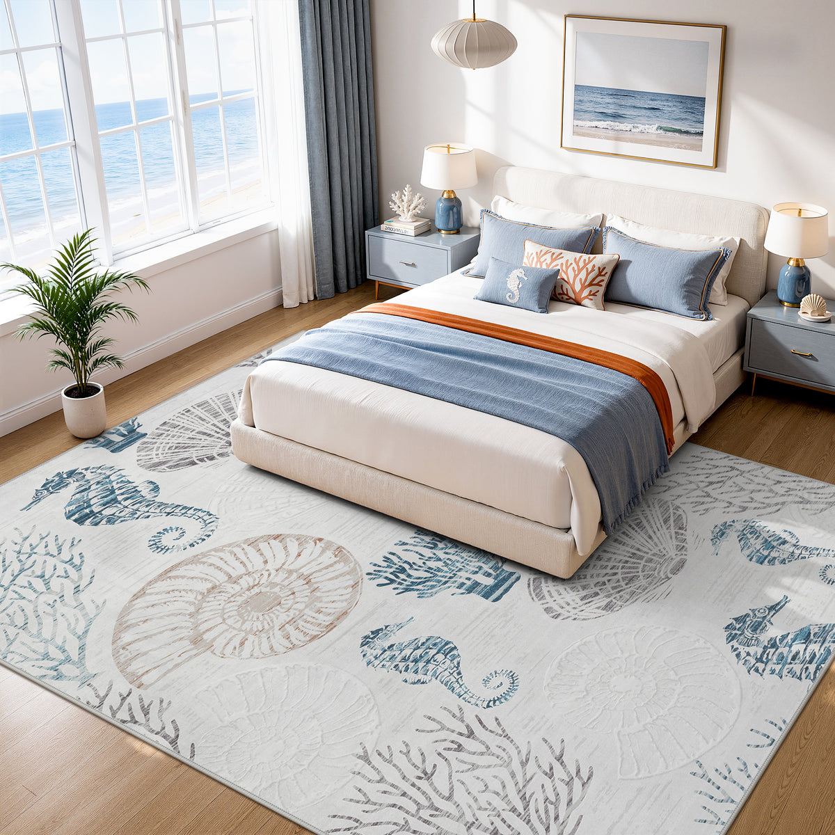 Tribesigns Coastal Washable Runner Rug,Kitchen Runners for Hallways