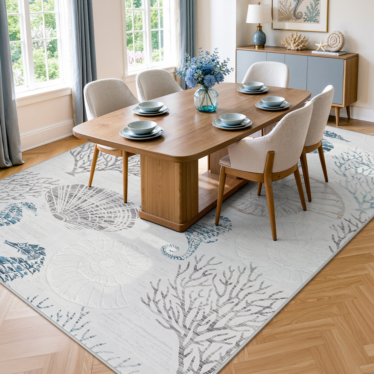 Tribesigns Coastal Washable Runner Rug,Kitchen Runners for Hallways