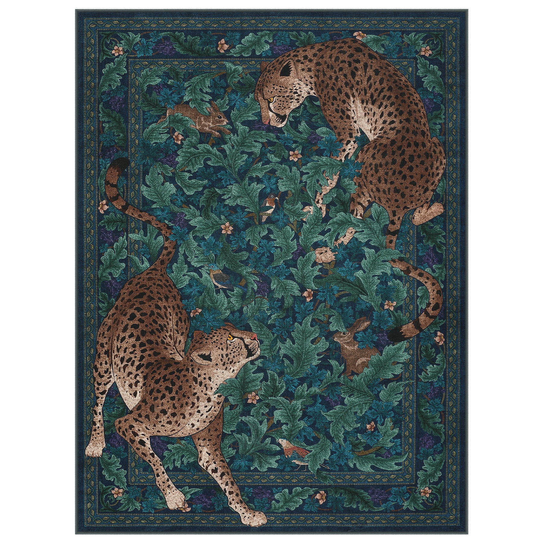 Morris Jungle Leopard Print Rug, Non Slip Washable Area Rug for Living Room, Bedroom