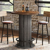 31" Bar Table, Round Bistro Pub Table with Footrest for Dining Coffee Cocktail(Only Table) 3