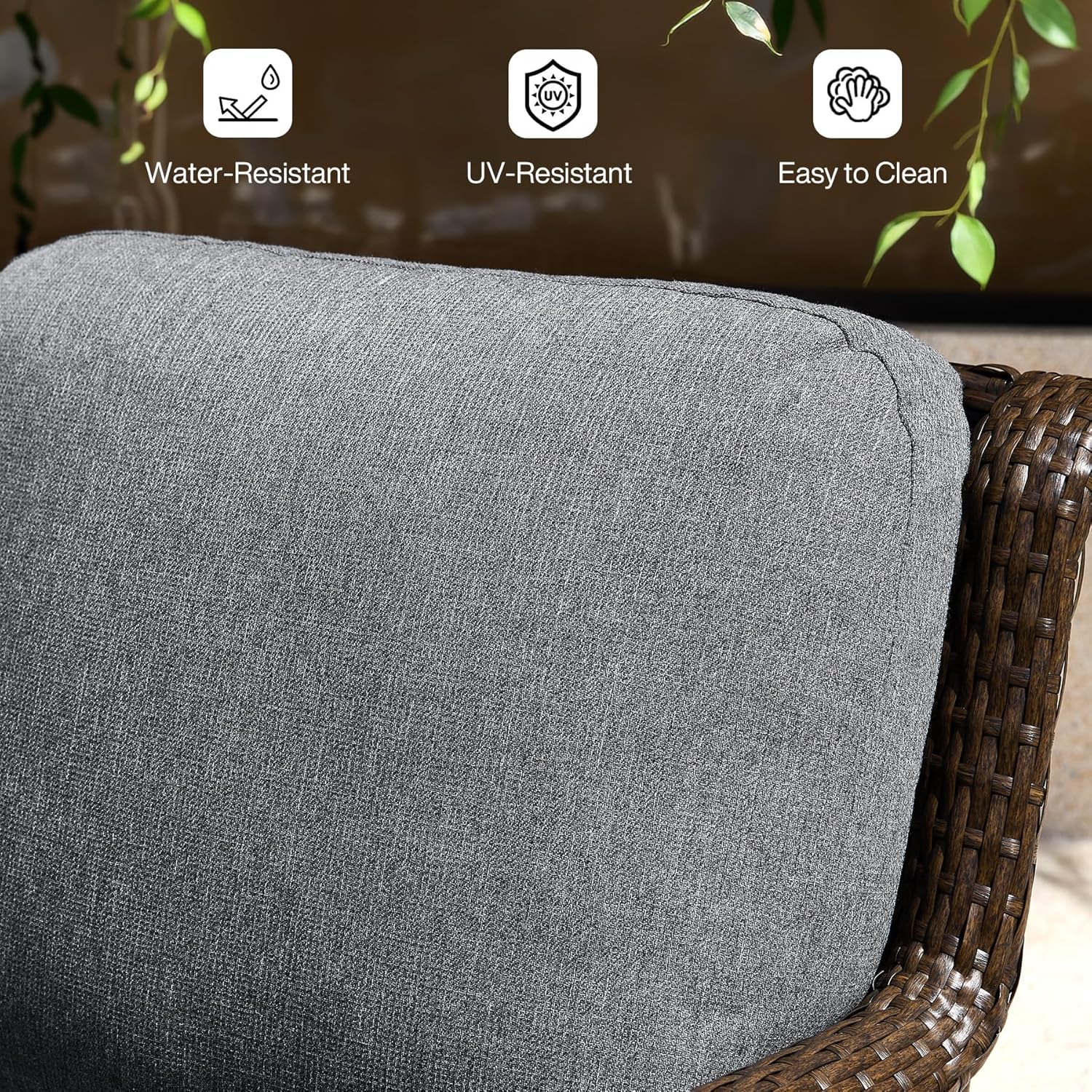 3-Piece Patio Furniture Set, Outdoor Wicker Swivel Chairs Bistro Sets