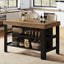 55" Kitchen Island, Breakfast Counter with Seating and Storage Shelves