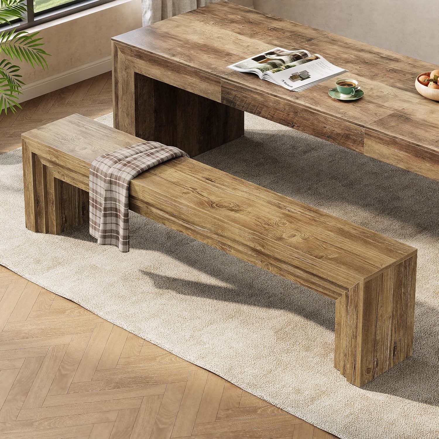 70.9“ Dining Bench, Farmhouse Long Kitchen Bench Seating