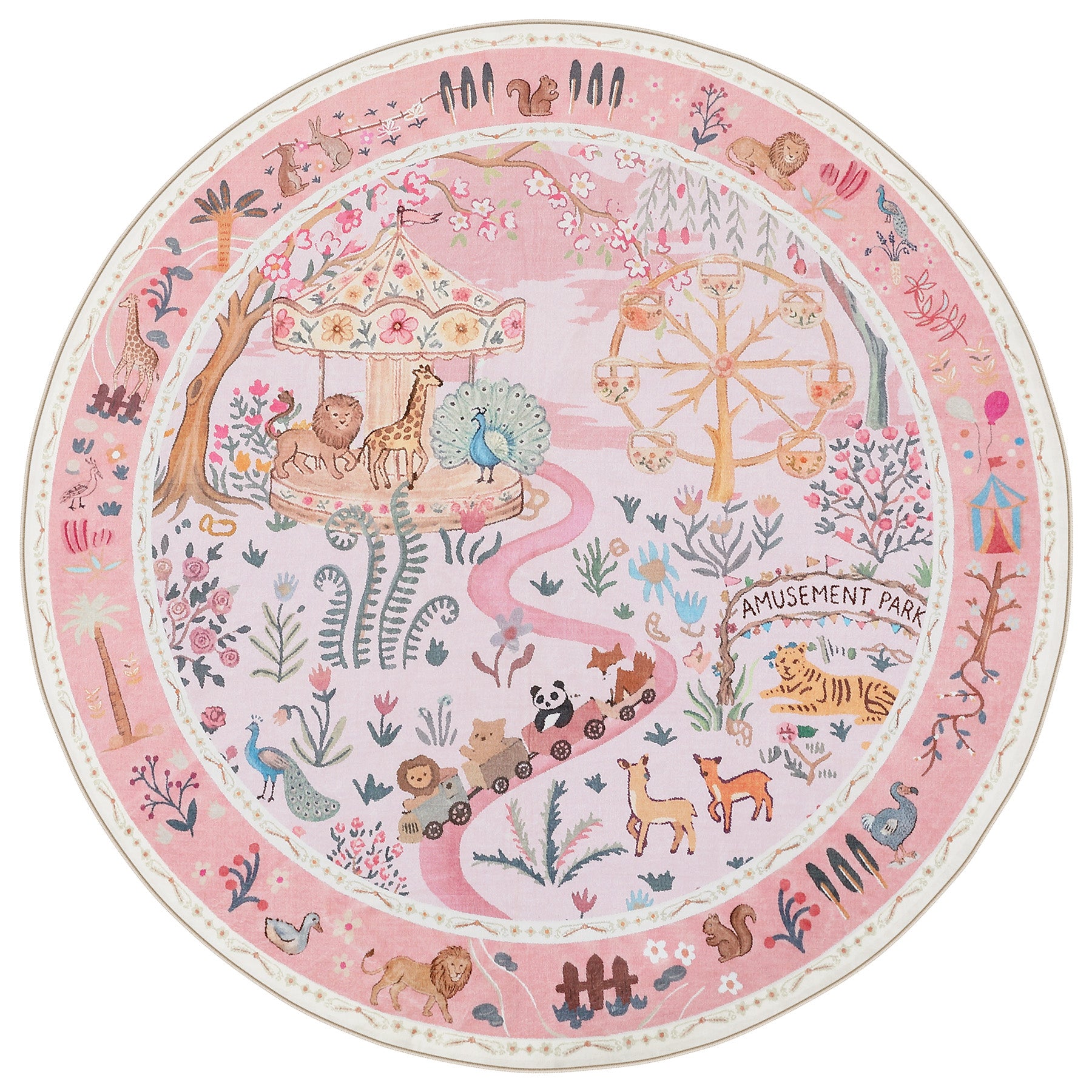 Animal Floral Rug, Soft Washable Area Rug with Non-Slip Backing for Living Room, Bedroom