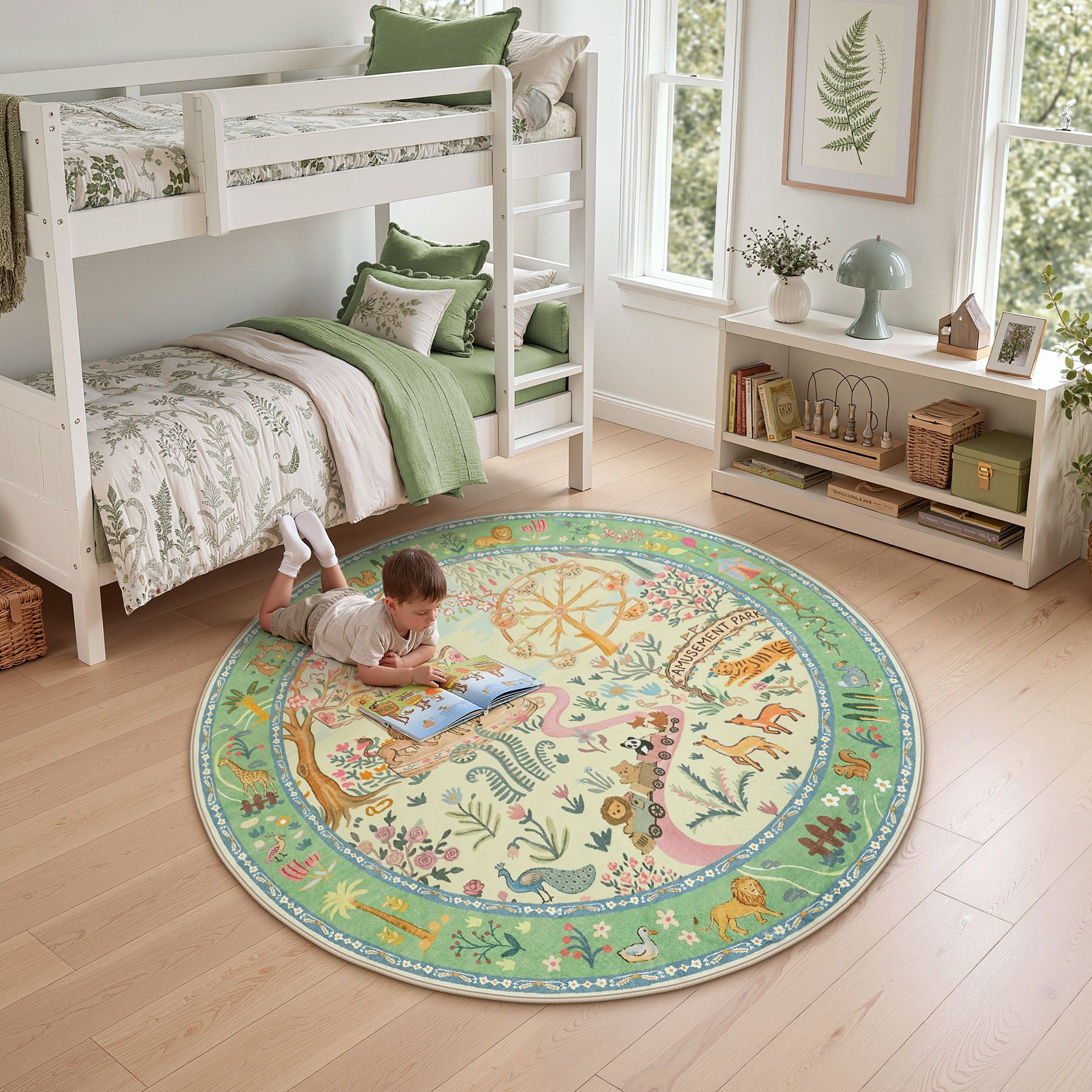 Animal Floral Rug, Soft Washable Area Rug with Non-Slip Backing for Living Room, Bedroom