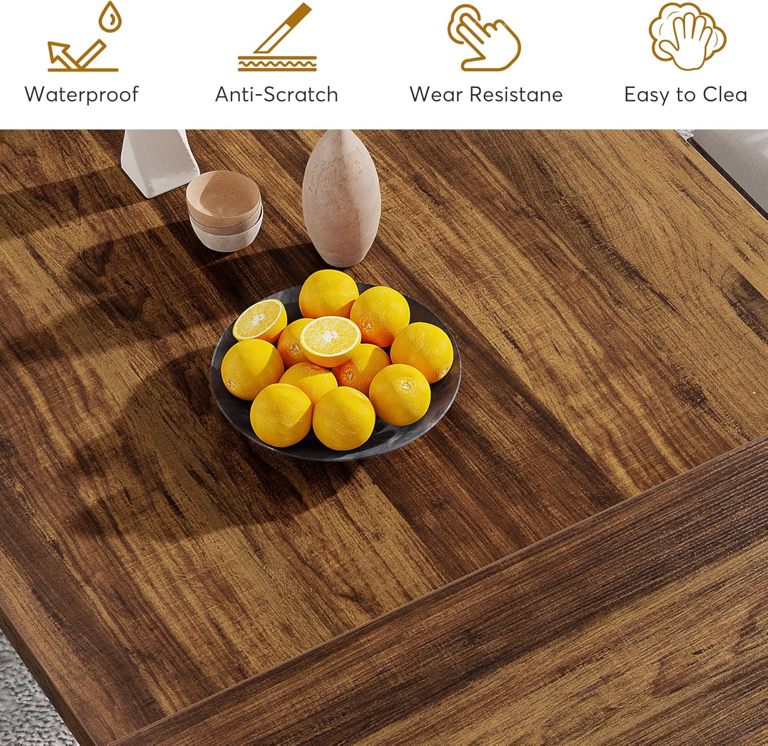 Rectangular Dining Table, 71" Farmhouse Breakfast Table for 6 to 8 People