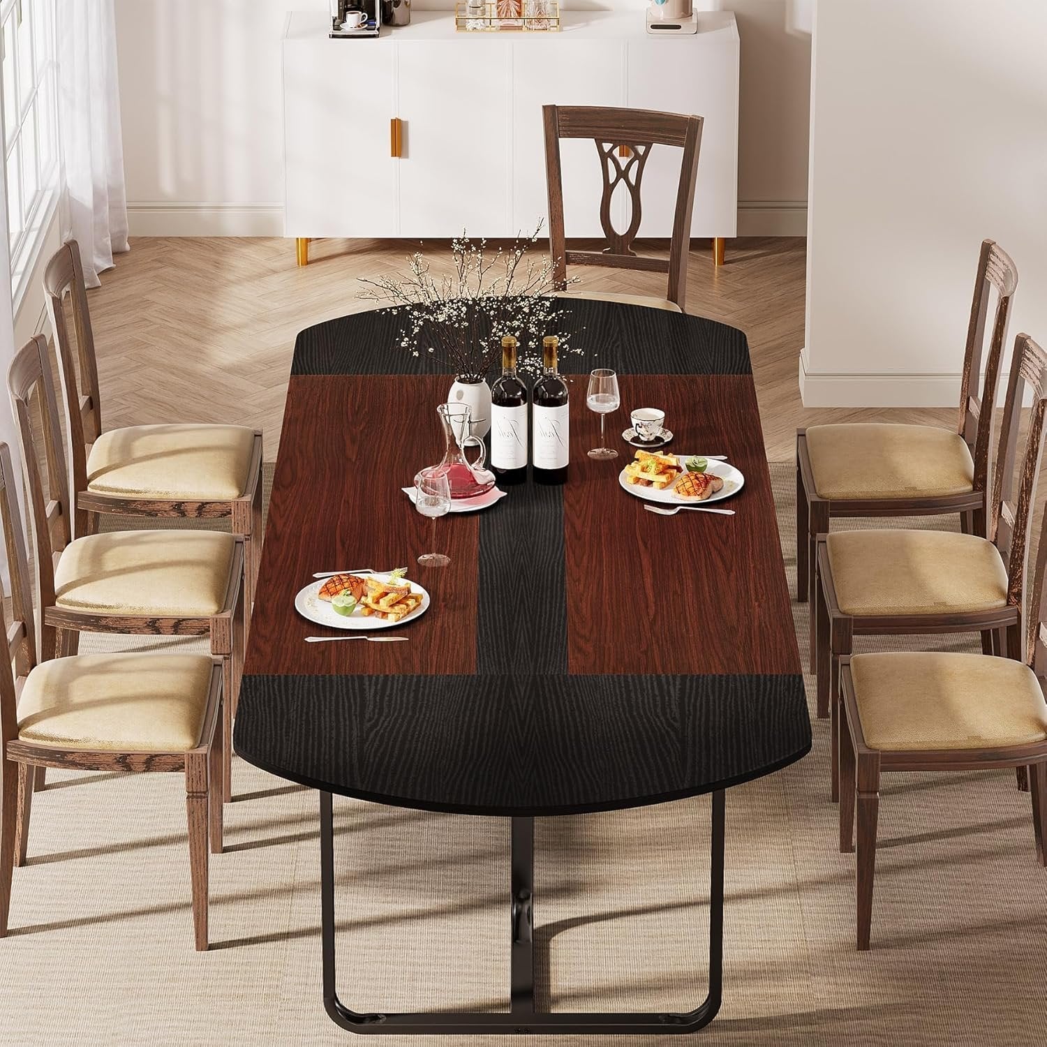 70.86" Oval Dining Table, Modern Kitchen Table for for 6-8 People