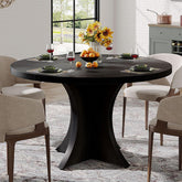 Round Dining Table, 47.24" Kitchen Table with Pedestal Base for 4-6 3