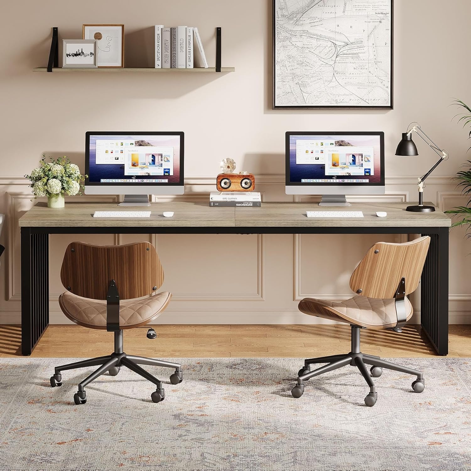 78.74" Two Person Desk, Long Executive Desk Double Computer Desk