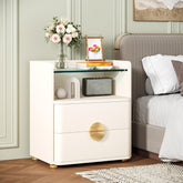2-Drawer Nightstand, Modern Bedside Table with Open Storage 3